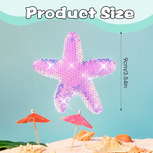 Verpakking van 6 Starfish Hair Clips Glitter Starfish Haaraccessoires Shell Headpiece Hair Clip Starfish Hairpins Sequins Crocodile Clip voor vrouwen meisjes