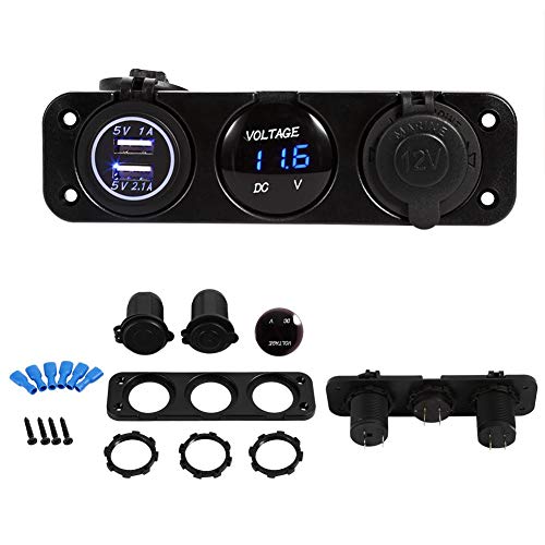 auto dubbele USB-lader poederadapter waterdichte auto boot 3 gat panel USB-lader sigaretaansteker voedingsadapter bus blauw LED voltmeter Electronic Accessoires