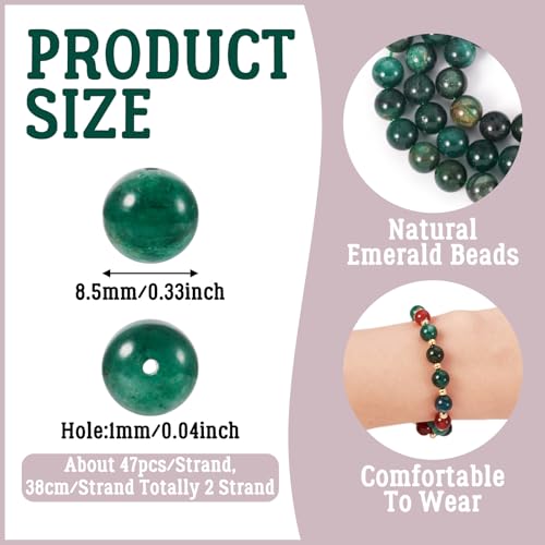 49st Natuurlijke Smaragd Kwarts Kralen Strands 8.5mm Ronde Real Edelsteen Spacer kralen energie stenen kralen voor sieraden maken armbanden ketting oorbellen 3