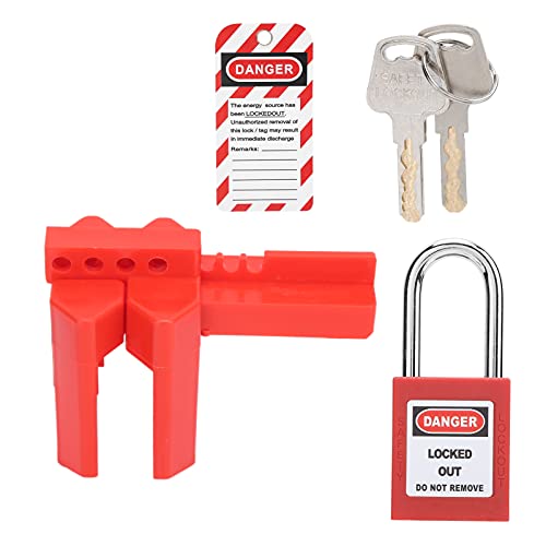 Lockout Tagout Lock Kit Inclusief veiligheidshangslot, waarschuwingsetiket, Ball Valve Lock en sleutels-38mm Lock Bar Lengte, toepasselijke Pijp Diameter is 13-64mm 3