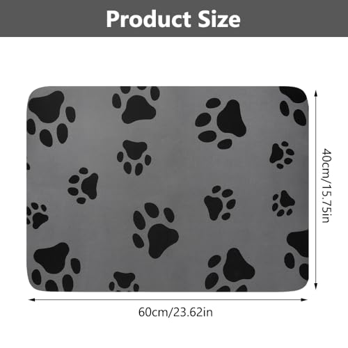 60x40cm Pet Bowl Mat voor honden en katten, Super Absorberende Voeding Mat, Non-Slip en Waterproof Dog Bowl Pad, Hondenvoer Mat, voor Living Room, Pet Store (Dark Grey)