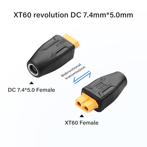 2 Pack XT60 naar DC7450 Adapter XT60 naar DC 7.4mm x 5mm Draadloos voor TS100 Soldeerijzer, FPV Monitor Power, drone (XT-027) 5