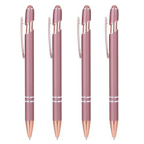 4 stukken balpen rose goud, balpen roze balpen hoge kwaliteit balpen mooie balpen met stylus tip rose goud 1mm zwarte inkt