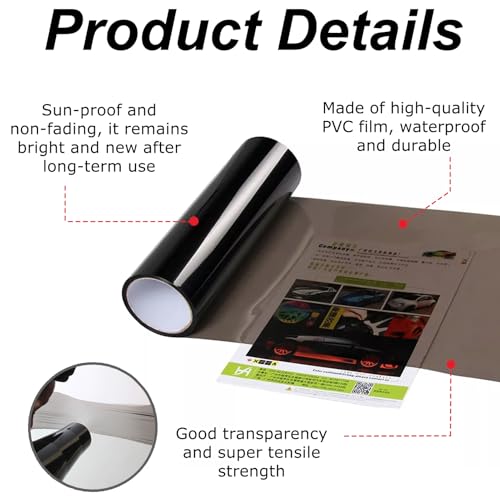 120 x 30 cm koplampfilm, getinte film voor auto, zwart, autofilm, zelfklevende koplampen, achterlichten, vinylfilm, transparante getinte film voor auto, achterlichten, mistlichten 3