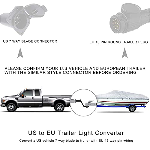 Trailer Connector, Plastic Car Connector Amerikaanse voertuig 7 Way Knife Connector aan Europese 13 Pin Round Connector voor auto en vrachtwagen