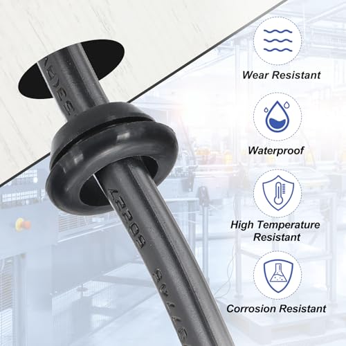 Siliconen rubberen ringen, 7 stuks 1-1/2 inch (38mm) Boorgat, 1-1/4 inch (32mm) Binnendiameter. Top Hat Wire Seal Rubber Stops voor bedrading bedrading systeem firewall, zwart 4