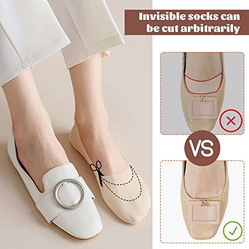 Onzichtbare Sokken voor Vrouwen 4 Pairs, Grootte Grootte 2-5 Geen Toon Sokken Vrouwen Non-Slip Ice Silk Cozy Sokken voor Loafers Hoge hakken, Naakt en Zwart, 2 Kort, Naakt en zwart 4