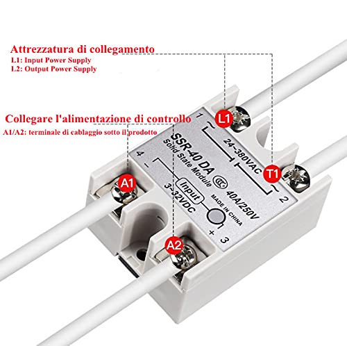 Solid state relay SSR-40DA 40A Monofase solid state relais ingang 3-32V DC uitgang 24-380V AC