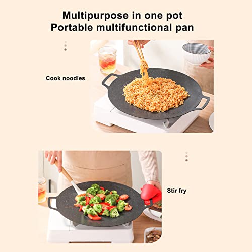 Korean Grill Plate 30 cm Ronde Non-Stick Pan Outdoor Camping Portable Grill Pan met handvat Aluminium Legering Korea Hob Grill Bevestiging voor gasfornuis inductie 5