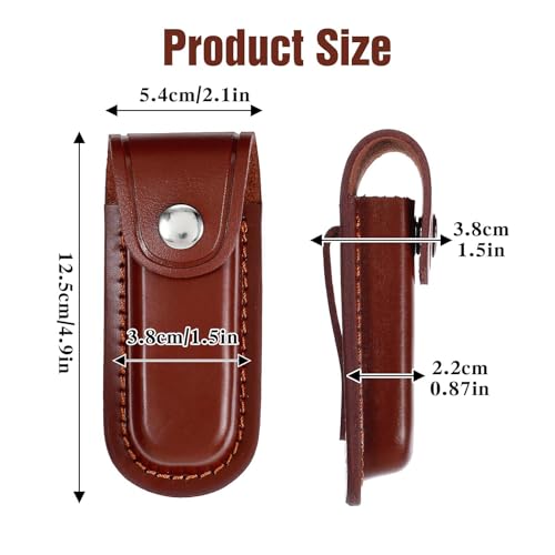 Leren Riem Mes Case, 12.5cm Leren Mes Case, Essen Mes Case, Opvouwbare Vouwbare Mes Case, Draagbaar Leren Vouwmes Case met Gesp 3