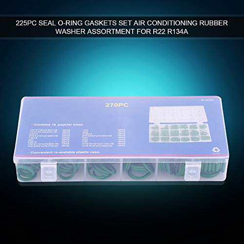 270Pcs Airconditioning Seal, diverse auto airconditioning compressor O-Ring Seal pakking Set Rubber Ring Afdichtingen (Vegetabel)
