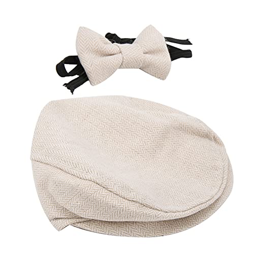 Baby Fotografie Props Flat Cap Monthly Boy Photo Shooting Outfits Baby Flat Cap Gentleman Hat Bowtie (#6) 3