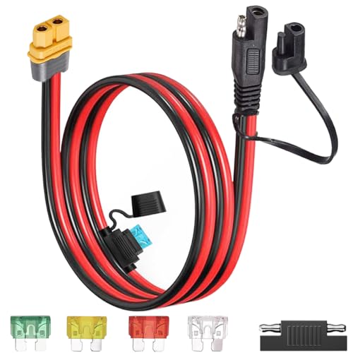 XT60 naar SAE Extension Cable SAE 10 AWG Plug naar XT60 Solar Panel, Bus Adapter met Fuse voor Solar Generator, Portable Power Supply Solar Panel (2 Voeten)