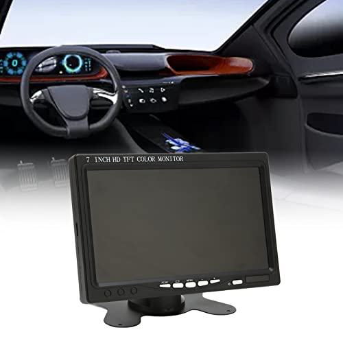 7 Inch TFT LCD autokleur Achteraanzichtmonitor, 1024 X 600 HD Car Monitor HDMI/VGA/AV Input Mini Monitor met luidsprekers voor parkeerreservekopie Achteraanzicht Camera(EU) 3