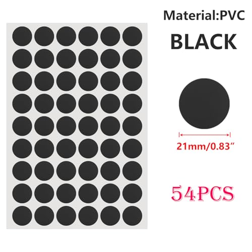 1 vel / 54 stuks zelfklevende hoezen, meubelstickers, schroefdeksel, diameter 21 mm, voor het verbergen van schroefkoppen, zwart