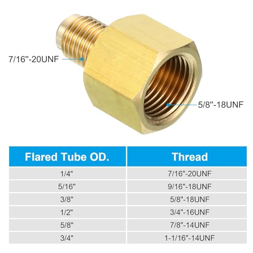 3/8 Inch Vrouwelijke Flare x 1/4 Inch Male Flare Connector, 2Scs SAE 45 Degree Flare Brass Adapter Flare Pipe Fitting voor Air Gas Line Cooling HVAC 5