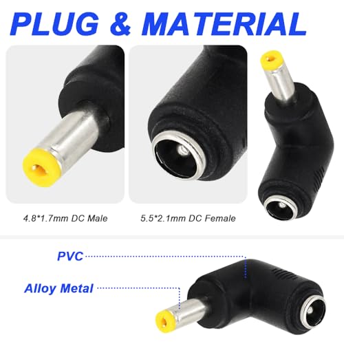 90 graden rechterhoek 5.5 x 2.1mm Jack to 4.8 x 1.7mm Plug DC Power Jack Adapter voor luidsprekers (verpakking van 10) 5