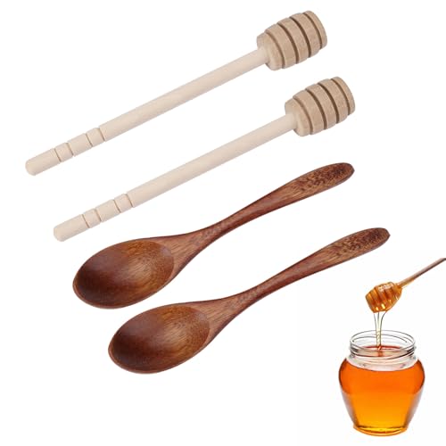 4 st Houten honingstuiver 15cm, houten honinglepel, houten honinglepel, honingstuiver Honinglift voor het verzamelen van dikke vloeistoffen zoals honing, siroop, gecondenseerde melk, jam etc.