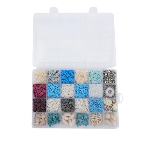 Zee 24-Grid Boxed Zomer Ocean-Style Zachte Klei sieraden Materiaal Set, Starfish armband, Mobiele telefoon ketting, Kleine Gift, Ocean Jewelry Making Kit