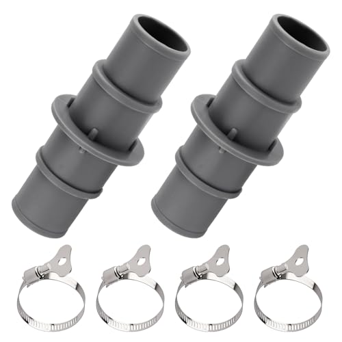 2Pc Zwembad slangadapters, 1-1/4" of 1-1/2" ABS stofzuiger slangadapter connector met roestvrij stalen klemmen voor zwembad stofzuigerfilter