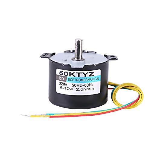 50KTYZ AC 220V 10W 0.5A Small Electric Low Speed Permanente Magneet Synchroon Motor CW/CCW 2.5/20RPM High Torque Metal Gereed voor Rotisserie Turntable(2,5 bochten)