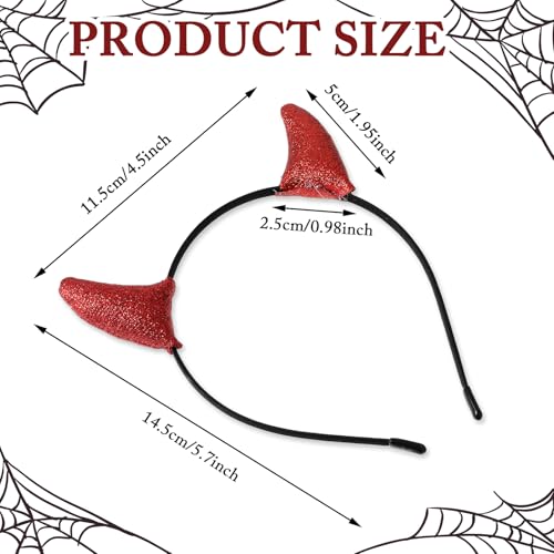 Glitter Devil Horns Hoofdband Rood Halloween Devil Ears Headband Tiefling Horns Cosplay Kostuum Accessoires voor vrouwen, mannen en meisjes, Fancy Dress Cosplay en Demon Devil Thema partijen