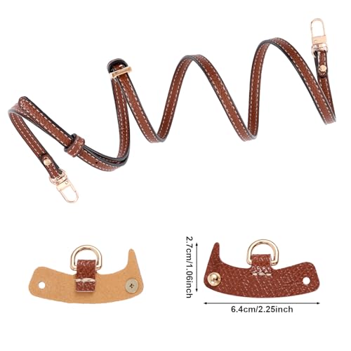 Lederen schouderband met Adapters, Bruin verstelbare vervangingsschouderband voor Crossbody Conversion Kit Compatibel met Longchamp Mini Tassen en Handtas Accessoires