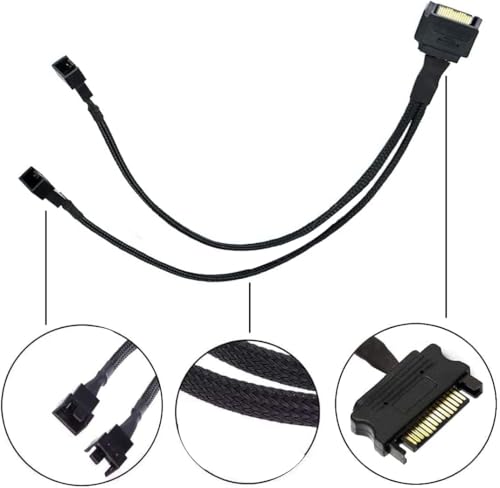 5 stuks SATA Fan Power Cable, 15 Pin SATA tot 2 x 3 Pin/4 Pin, 12V PC Case, Fan Splitter PWM Adapter voor Ventilator, PC, Koelkast Power Cable voor 3