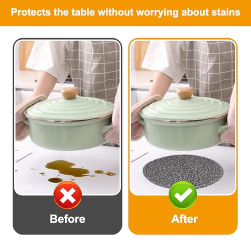 4 stuks onderzetters Diameter 18cm Rond Gevlochten onderzetters, Heat Resistant Coaster Set, Gevlochten Hot Pads Non Slip Coaster van Katoen Placemats voor Keuken, Potten, Pannen en Platen 4