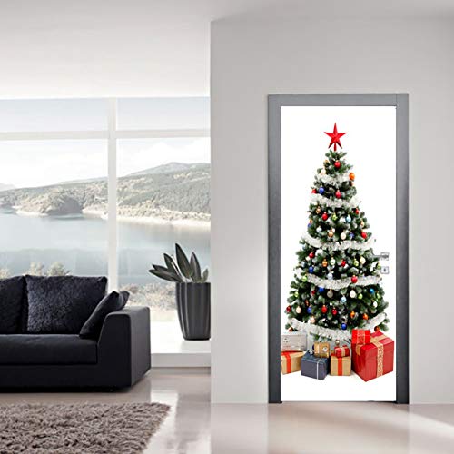Waterdichte 15.2x39.4in Mural Wall Sticker, Verwijderbare Window Sticker, voor Kerstmis Decoraties Eetkamers Slaapkamers Salons Showcase Decoratie(Kerstmis boom door stickers) 5