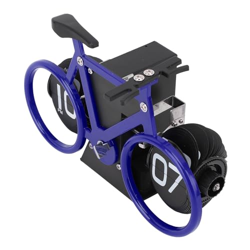 Fietsvorm Flip Clock, Vintage Timer met Mechanische Transmissie, Kantoor / Bureau Decoratie met Tijd en Herinnering Functie (Blauw) 3