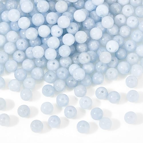 3 Strands Ca. 180 st Natuurlijke stenen kralen, 6mm Losse ronde kralen van Chalcedon Blue Imitatie Aquamarine edelsteen kralen voor ketting armband sieraden maken