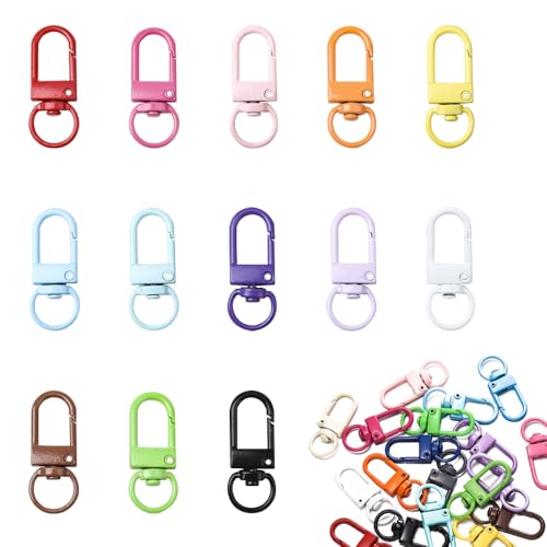 52 st. Kleurrijke Premium Metal Swivel Lobster Claw Clasps Lanyard Swivel Snap Hooks Heavy Duty Metal Lanyard Clips voor Zak Keychains Connector sieraden maken DIY Crafts