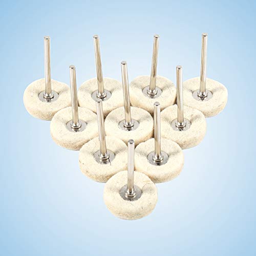 10 st Cotton Buff Wiel Poetskop, 25mm Wol Vilt Mounted Polishing Pad sieraden, Poetsgereedschap, Poetspad set met handvat 4