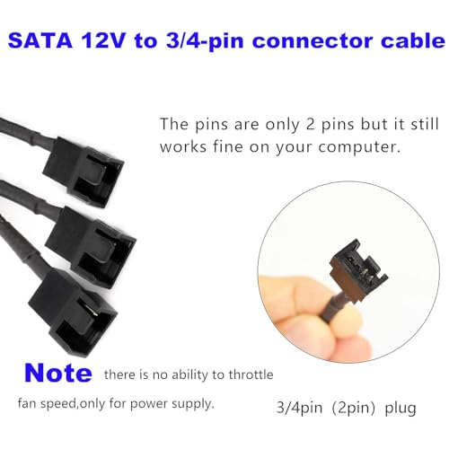 5 stuks SATA Fan Power Cable, 15 Pin SATA tot 3 x 3 Pin/4 Pin, 12V PC Case, Fan Splitter PWM Adapter voor Ventilator, PC, Power Cable voor koeling huisvesting voor 5