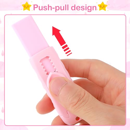 Schuifbare Pencil Eraser Push-Pull Rubber Wiser en 4 stuks Refill Wisers voor studenten, School Stationery, Schrijfgerei Bureau (Roze) 3
