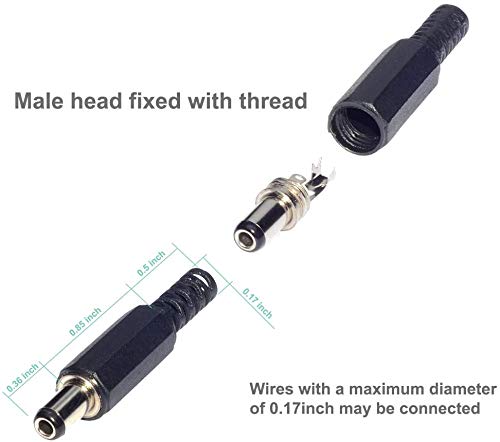 5.5MM x 2.5MM 12st Man DC Plug Solder Power Jack Adapter Connector 5.5MM x 2.5MM Vrouwelijke DC Power Jack 3Pin Panel Mount Connector+12 Pack stofdicht Plug