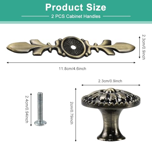 2 st. Vintage Kast Knobs, 25mm Antieke Bronzen Kast Knobs, Decoratieve Meubels Knobs, Lade Handgrepen, Ronde Meubels Deur Knobs met Montage Schroeven voor Lade Knobs Deur