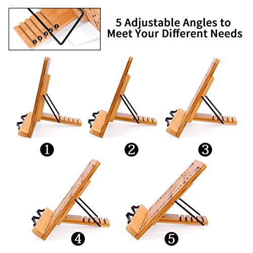 Leesstand koken boekhouder Bamboe H x B x D: 24 x 34 x 20 cm Boek Stand voor keuken en kantoor, iPad Air 2 3 4, iPad Mini 4, iPad Pro, Kindle, Samsung Tablet PC en meer