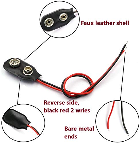30 stuks batterijclip aansluiting met 15cm aansluitkabel voor 9v blokken I-vorm zwart 3