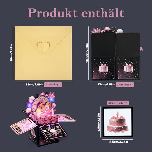 60e verjaardagskaart met muziek - 3D Pop Up kaart verjaardag met licht en interactieve kaarsen, wenskaart, verjaardagscadeau voor vrouw Man