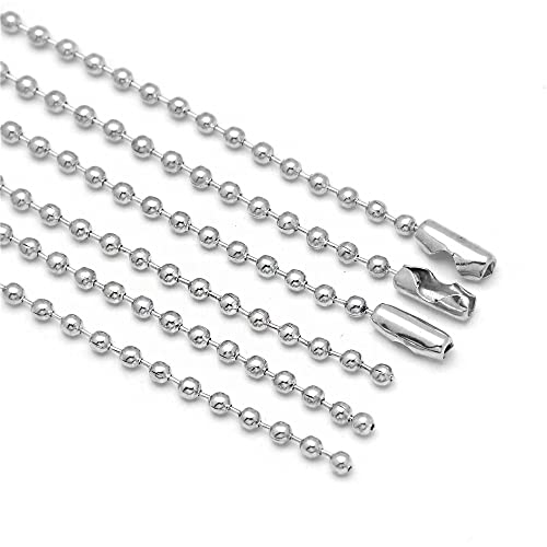 100st DIY Roestvrij stalen kogel kralen ketting Vernikkelde bal ketting ketting 2.4mm Kralen verstelbaar Metalen Pull Chain Extension Kralen Ketting met Matching Connector sieraden Bevindingen (15cm) 3