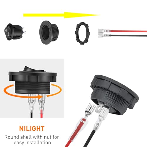 5 stuks Ronde Rocker Switch, 3 Pin, Switch 12 V AAN/UIT SPST, Mini Rocker Switch, Ronde Knop 10 A 125 V AC/20 A 12 V DC 4