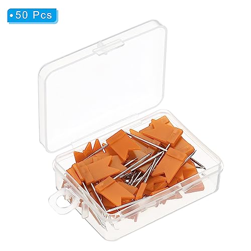 50 stuks Vlaggenkaart pennen, 1 Inch Reiskaart Pennen met Plastic Head voor Cork Pin Board Fotokaart Oranje ophangen 3