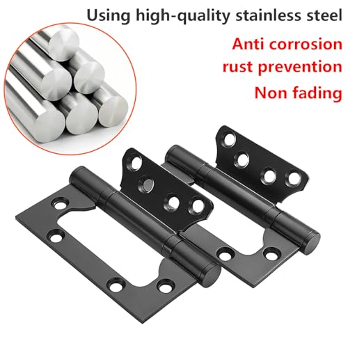 4x Door Scharnieren, 4" Home Deur Hingen Roestvrij stalen kogellager Damping Scharnieren met Schroeven, 100mm Lengte, Zwart 3