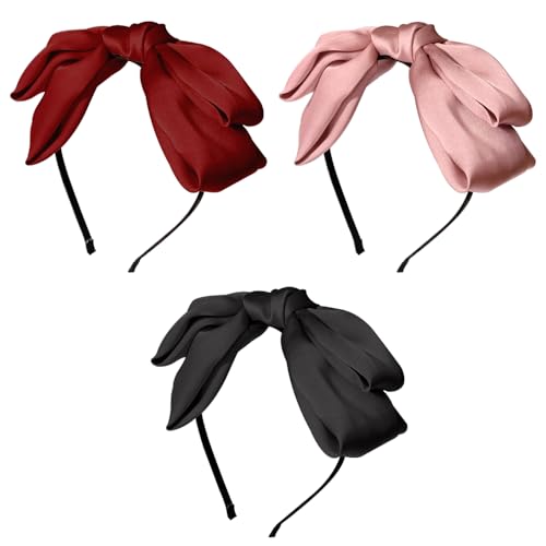 3 st Bow hoofdbanden voor vrouwen Vintage hoofdbanden Knot Hair Band Fashion Non-Slip Multicolor Alice Hair Accessoires Satin Ribbon Bow Set voor vrouwen en meisjes dagelijks Party Work(3
