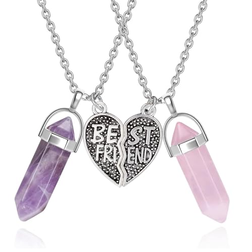 Beste Vriend Kettingen voor 2 Meisjes, Genezing Crystal Friendship Ketting, Bijpassende Hart Kettingen voor Beste Vrienden Meisjes Vrouwen Kettingen, sieraden set, Crystal, Crystal