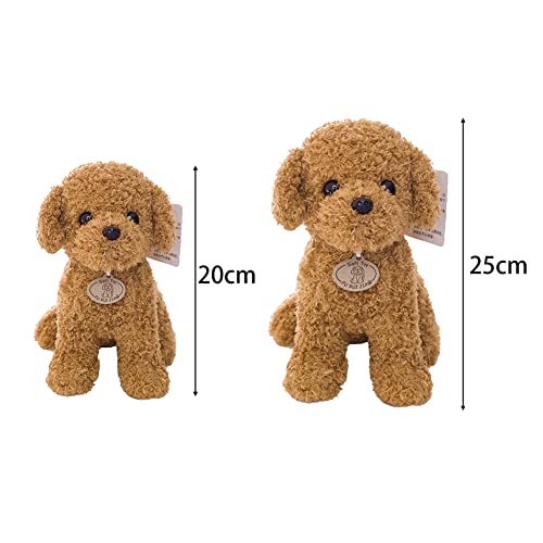 1 stuk gevulde puppy hond teddy speelgoed, 25cm pluche puppy partij gunsten, zachte puppy pop gooien kussen slaapkamer decoratie verjaardag cadeau voor kinderen meisjes jongens (Brown) 3