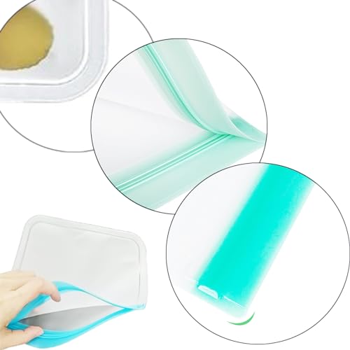 Forlush 10Pcs Herbruikbare voedselopslag zakken, Siliconen zakken, bevroren zakken voor het opslaan van groenten, fruit, vlees Etc (Groen, Blauw) 3