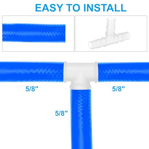 5/8" Plastic Tee Slang Barb Fitting, 10Stuks Gelijke T-vormige 3-Way Joint Splicer Mender Adapter Unie Intersectie Barbed Draad Split voor lucht water brandstof gas vloeistof pijp, Transparant 5
